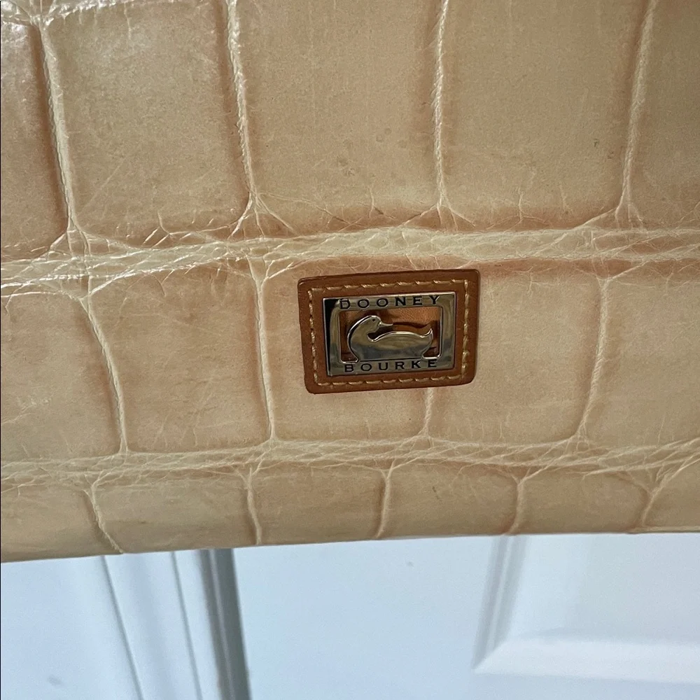 Dooney & Bourke  Denison Croco North South Tote Bag Brown Beige Structured Lux